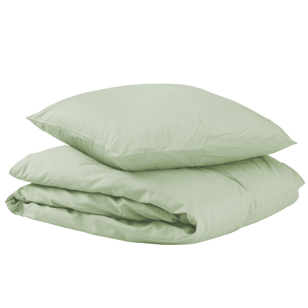 Se Unikka sengetøj 200x200 lysegrøn satin hos Drømmeland