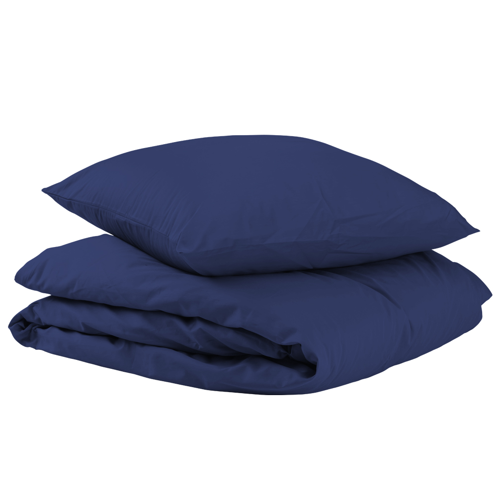 Se Unikka sengetøj 240x220 mørkeblå bomuld hos Drømmeland