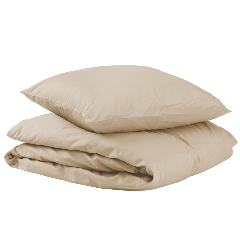 Se Unikka sengetøj 200x220 sand bomuld hos Drømmeland